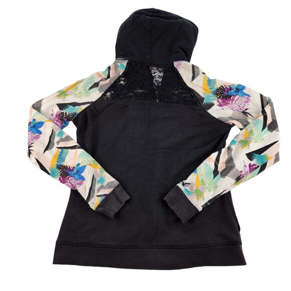 Bebe Sweater Womens Large Y2k 2000s Vintage Black Lace Tropical Retro Sequin - Picture 5 of 15